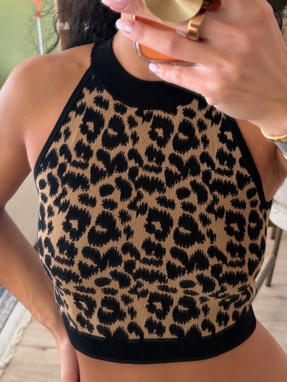 Max Mara Tenna Leopard Jacquard Knit Crop Top | Size XS